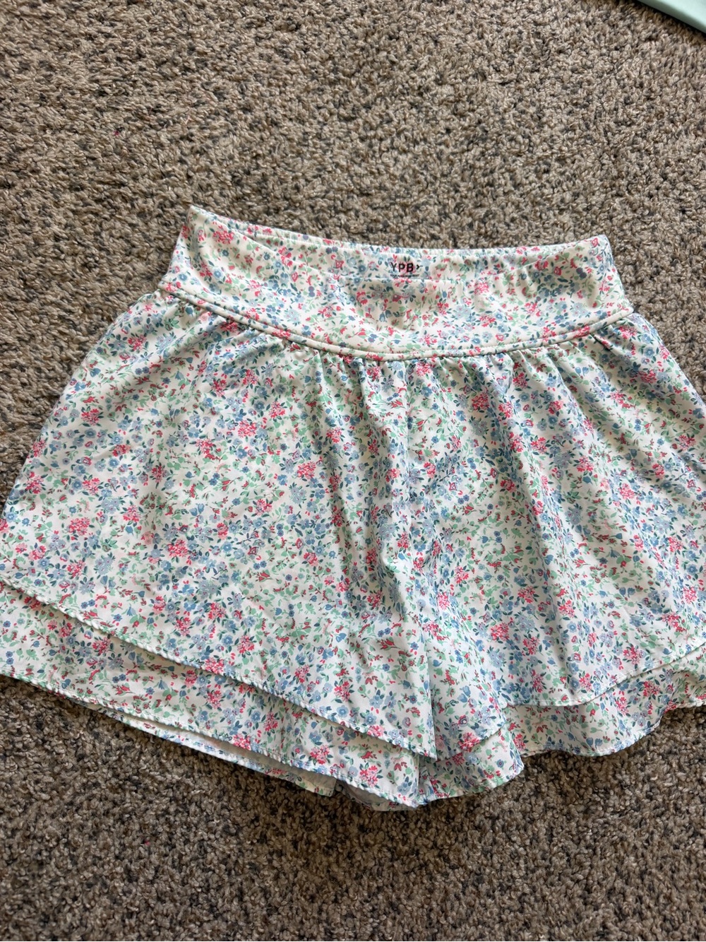 Abercrombie Kids Girls 15-16Y Floral Pull-On Stretch Tennis Skort White Multi